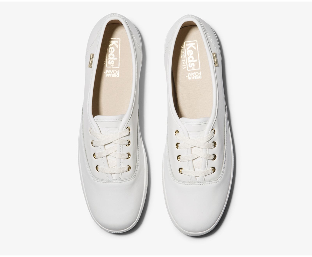 Keds Sneaker Damen Weiß - Champion Luxe Leder - OPF-840326